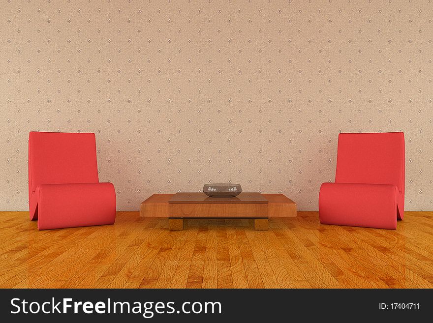 3d rendering of a modern chairs and table. 3d rendering of a modern chairs and table
