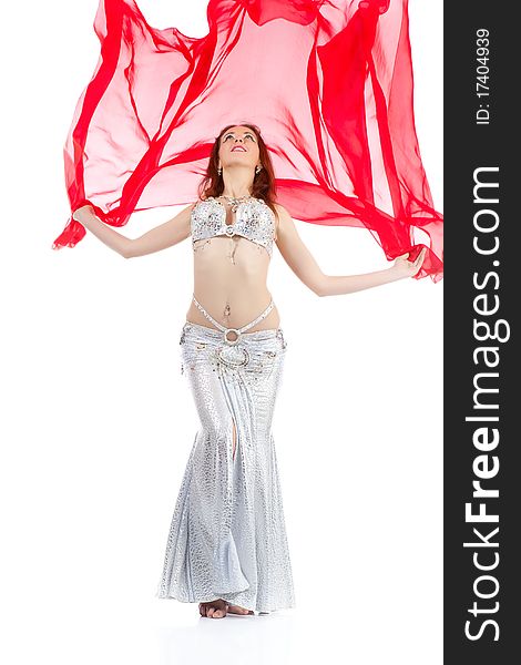 Dance woman over white background with brown hair