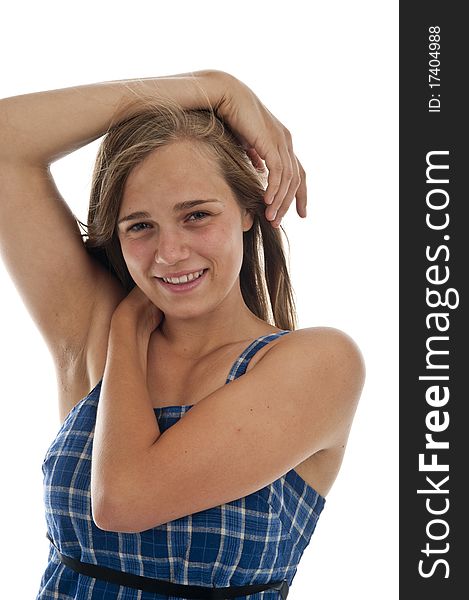 Cute teenage girl in a blue jumper. Cute teenage girl in a blue jumper