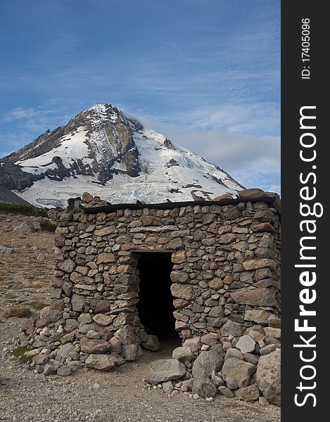 Stone shelter on Mt. Hood in Oregon, built by the CCC. Stone shelter on Mt. Hood in Oregon, built by the CCC