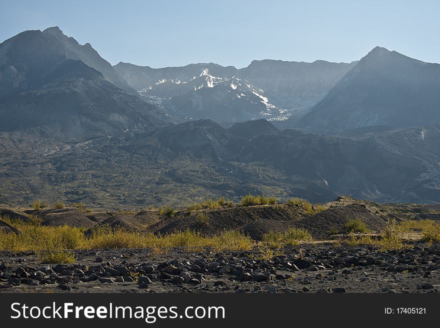 Barren landscape around Mount Saint Helens volcano. Barren landscape around Mount Saint Helens volcano