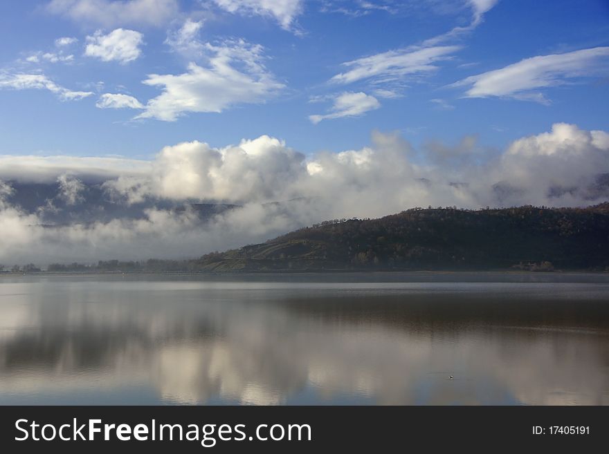 View of lake Kerkini in Serres (Greece) at winter. View of lake Kerkini in Serres (Greece) at winter