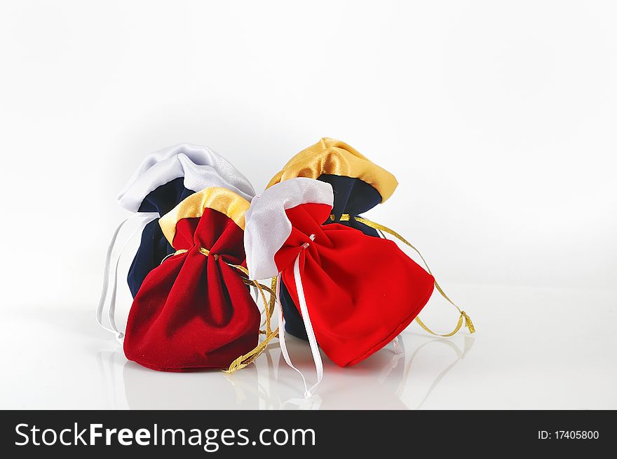 Different  gift sack isolated on white in studio