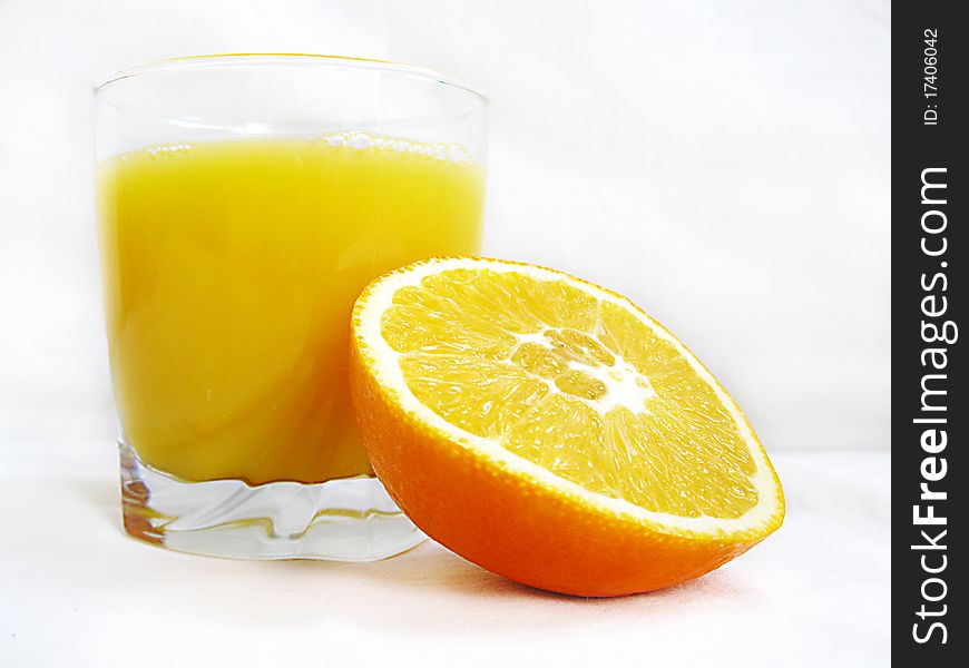 Fresh juice with orange isolated on white. Fresh juice with orange isolated on white