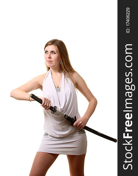 Young woman with a katana. Young woman with a katana