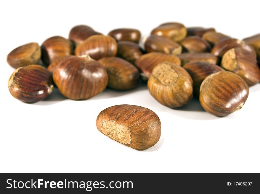 Chestnuts On White Background