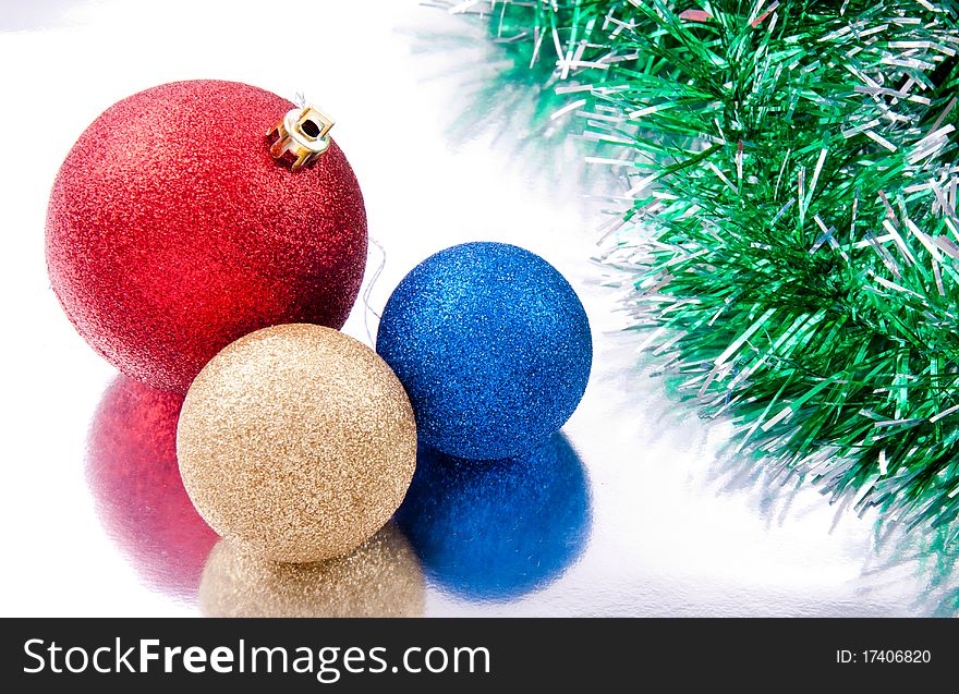 Colored objects for decorating the Christmas and New Year. Colored objects for decorating the Christmas and New Year