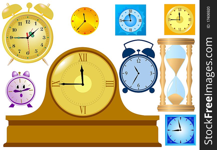 Set of different kind of clocks. Set of different kind of clocks
