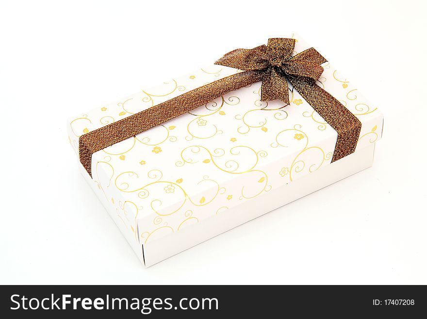 Perspective of isolated cream holiday gift box
