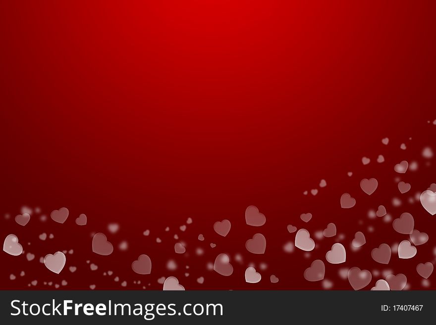 Red background,with hearts.