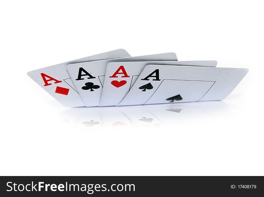 Four aces isolated on white