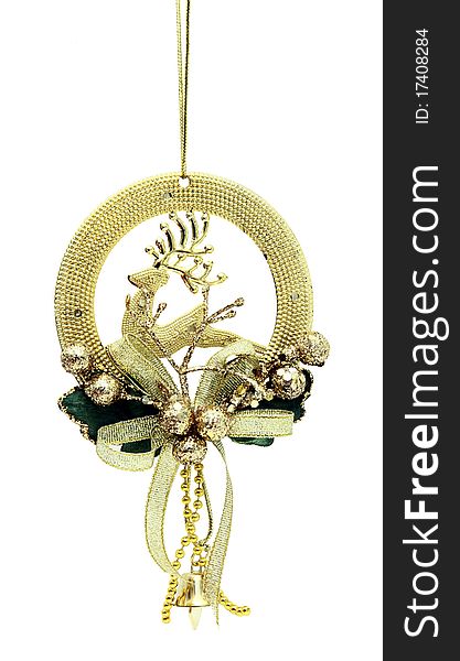 Christmas golden reindeer ornament with bells