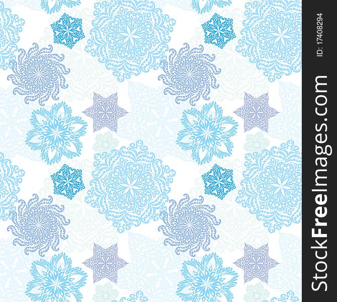 Christmas seamless pattern with snowflakes in light colors. Christmas seamless pattern with snowflakes in light colors