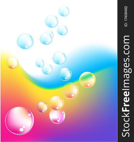 Abstract rainbow background with soap bubbles.