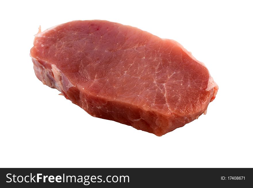 Fresh pork loin chops isolation on a white background closeup
