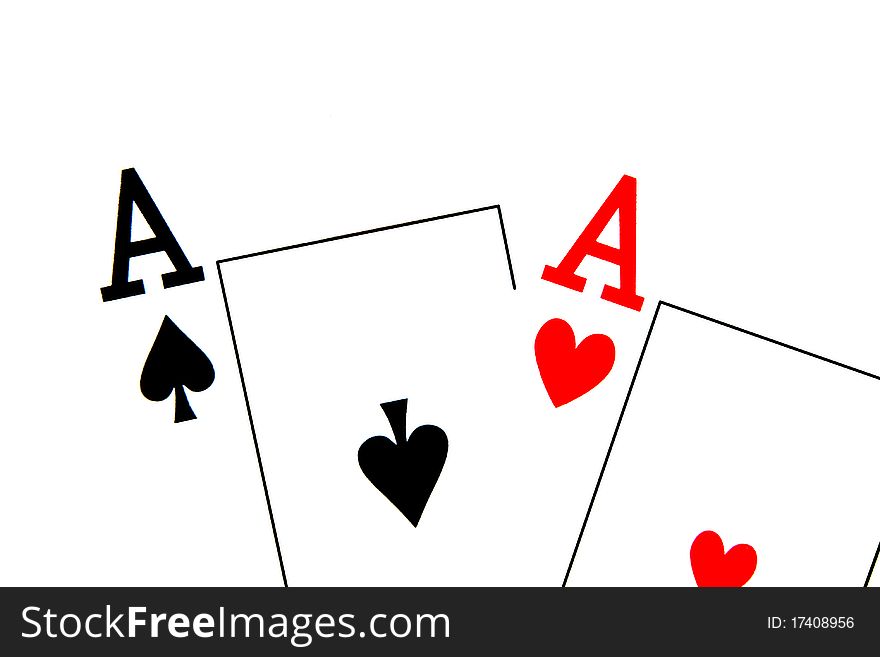 Aces of spades and hearts isolated on white