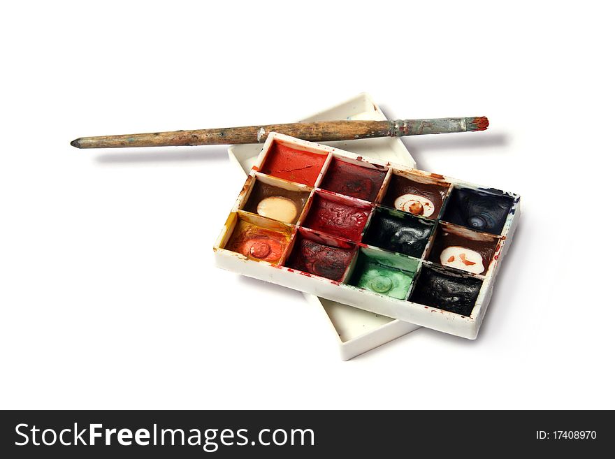 watercolors set isolated on white background