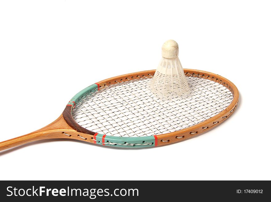 Badminton racket isolated on white background