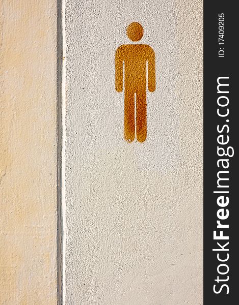 Restroom men Sign in outdoor building. Restroom men Sign in outdoor building