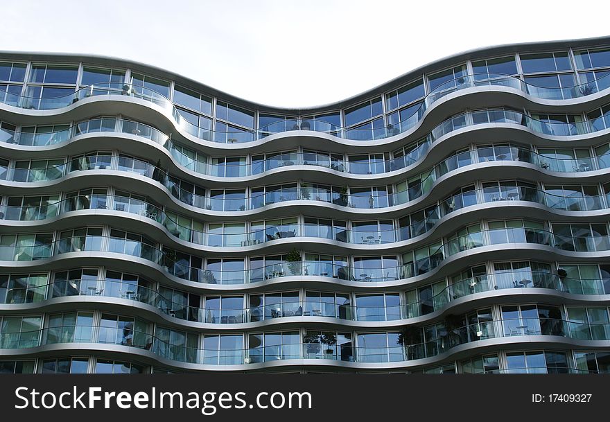 Wavey Modern building with balconies