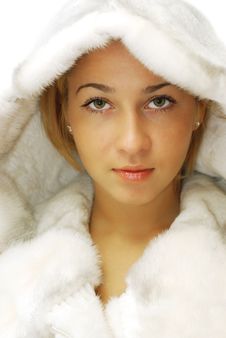 Portrait Of Girl In A Fur Coat Royalty Free Stock Photography Portrait Of Girl In A Fur Coat Royalty Free Stock Photography
