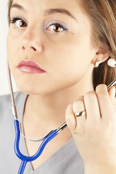 Young Woman Doctor Or Nurse Holding A Stethoscope Royalty Free Stock Images Young Woman Doctor Or Nurse Holding A Stethoscope Royalty Free Stock Images