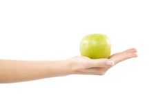 Green Apple On Hand Stock Photo Green Apple On Hand Stock Photo