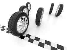 Wheel. Finish Of Race. 3D, Isolated Stock Photos Wheel. Finish Of Race. 3D, Isolated Stock Photos