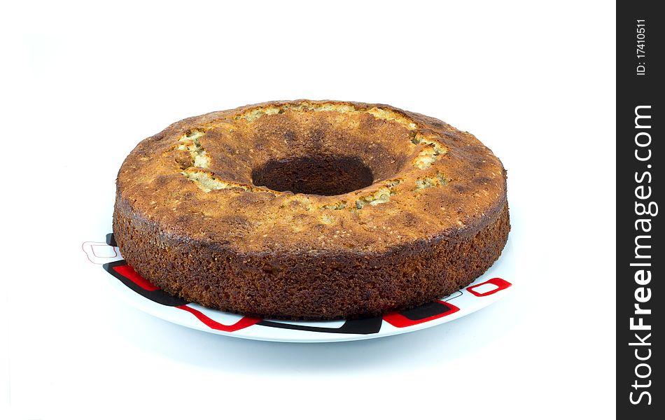 Round cake isolated on white