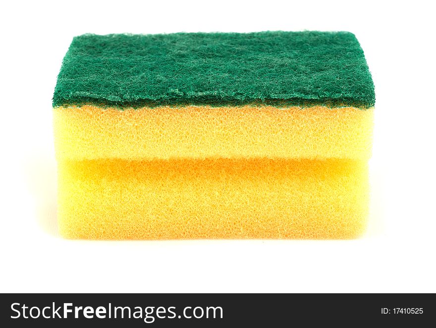 Yellow sponge isolated on white background.