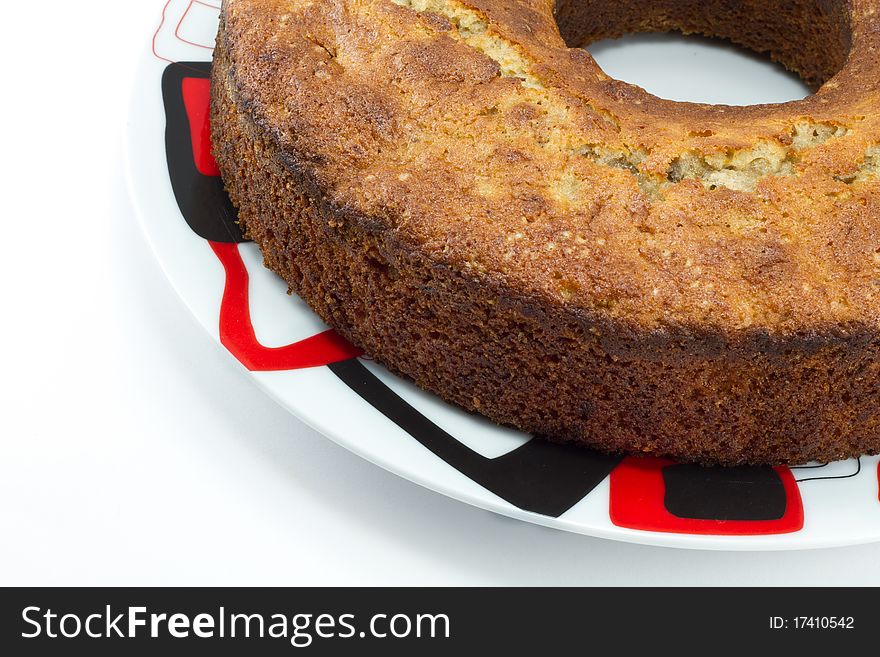 Round cake isolated on white