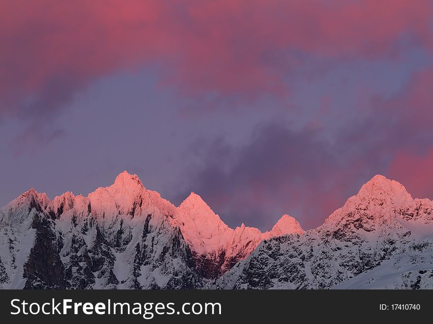 Sunset and snow