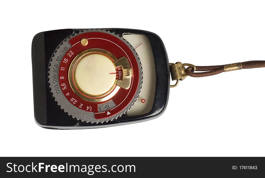 Old exposure meter on white background with clipping path. Old exposure meter on white background with clipping path