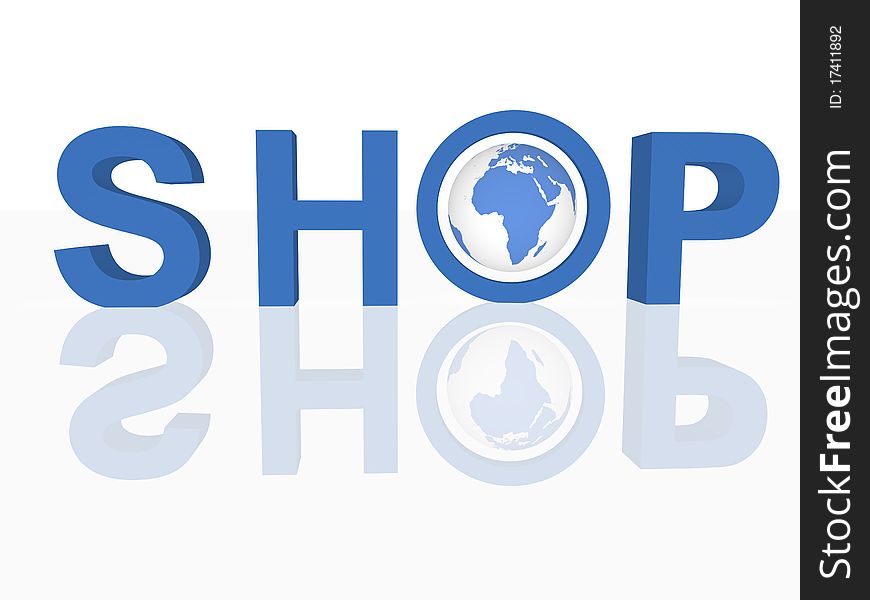 Global Shopping concept in 3D