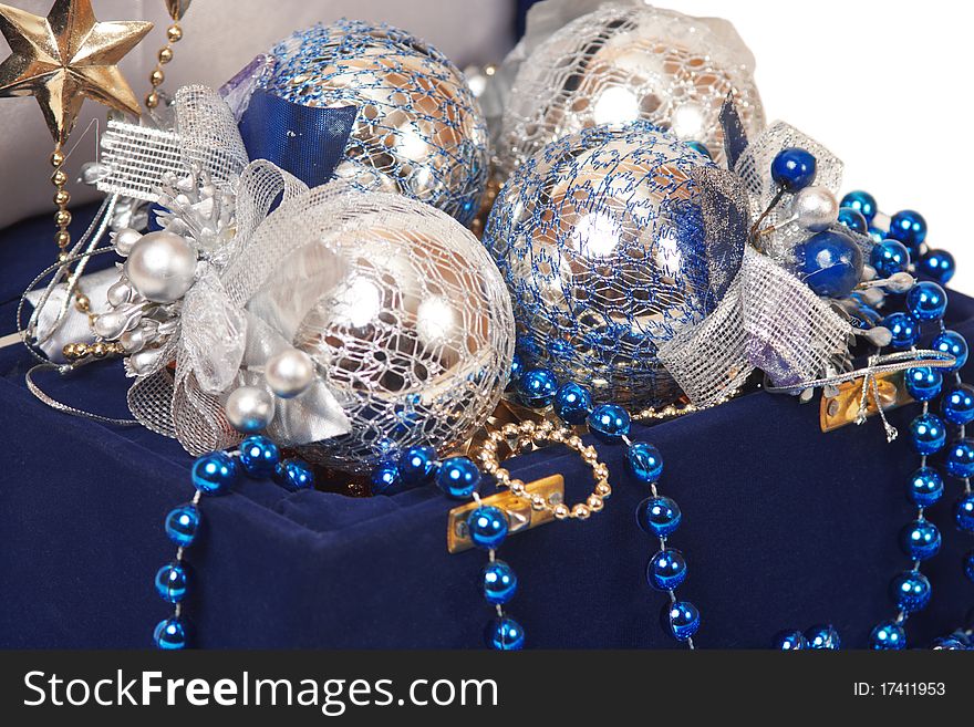 Christmas decoration in blue box