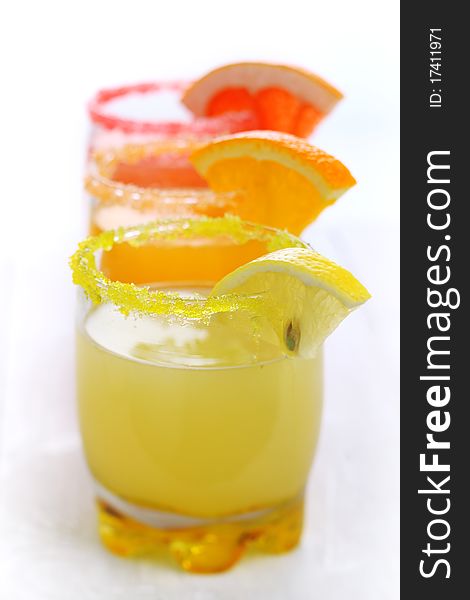 Drink with lemon, orange and grapefruit. Drink with lemon, orange and grapefruit