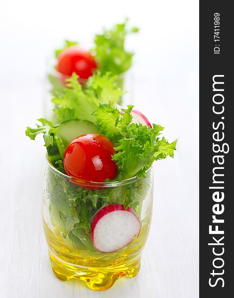 Spring salad with tomato and cucumber