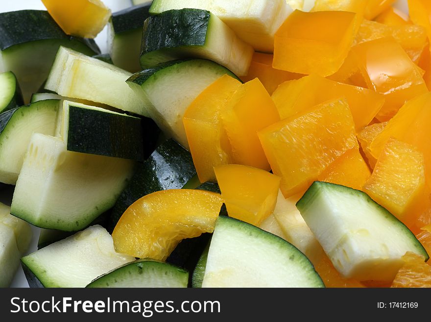 Zucchini and yellow peppers as side dish