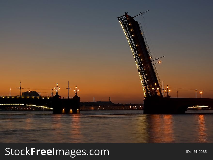 Troickiy bridge at daybreak. Saint-Petersburg, Russia. Troickiy bridge at daybreak. Saint-Petersburg, Russia