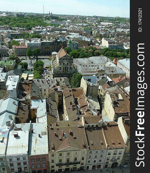 This is a rooftops in panorama of Lviv. This is a rooftops in panorama of Lviv