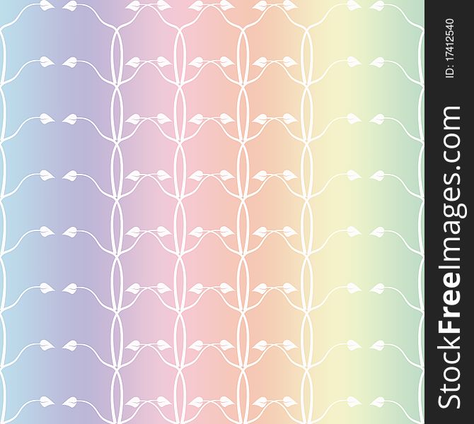 Seamless wallpaper of floral pattern on rainbow color background