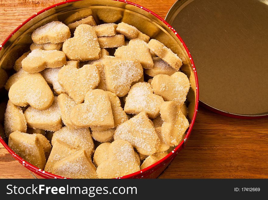 Earl Grey Cookies in an open tin. Earl Grey Cookies in an open tin