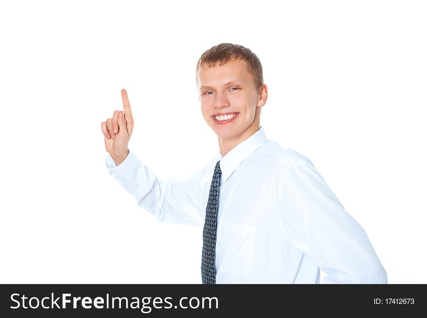 Young business man on a white background