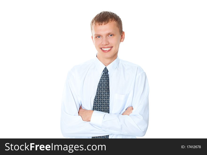 Young business man on a white background