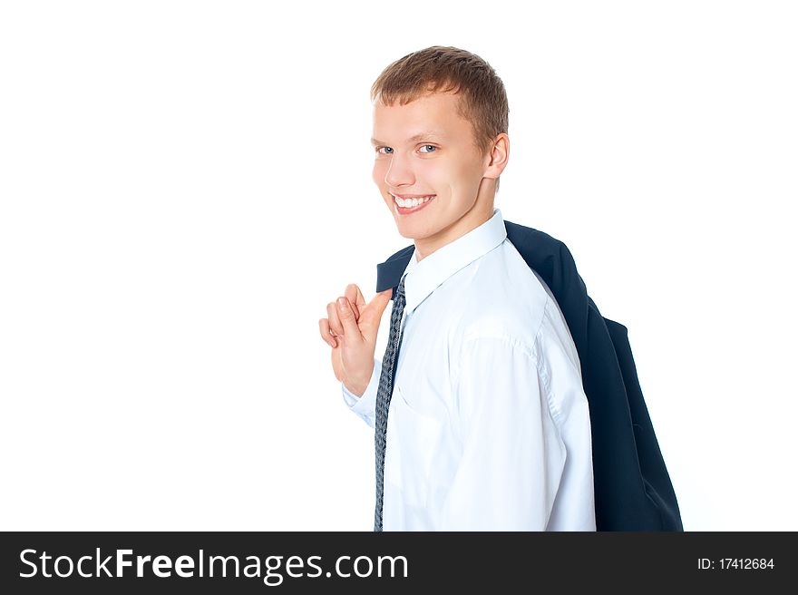 Young business man on a white background