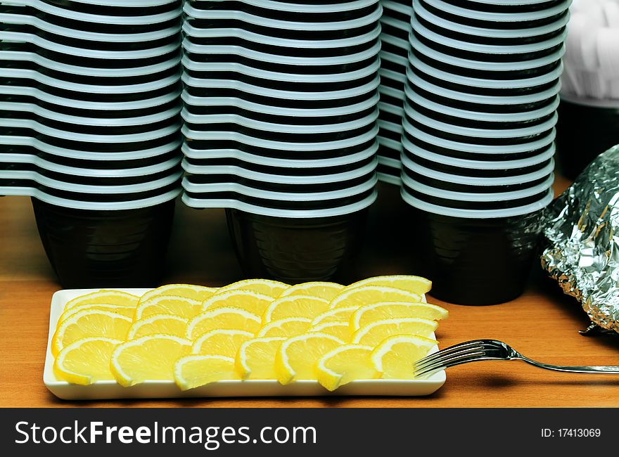 Lemon for tea cut for self-service
