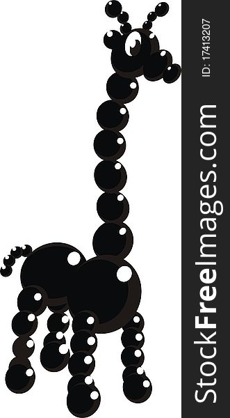 Black beads giraffe -vector isolated illustration on white background