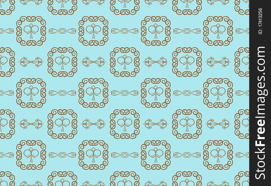 Blue damask seamless wallpaper pattern