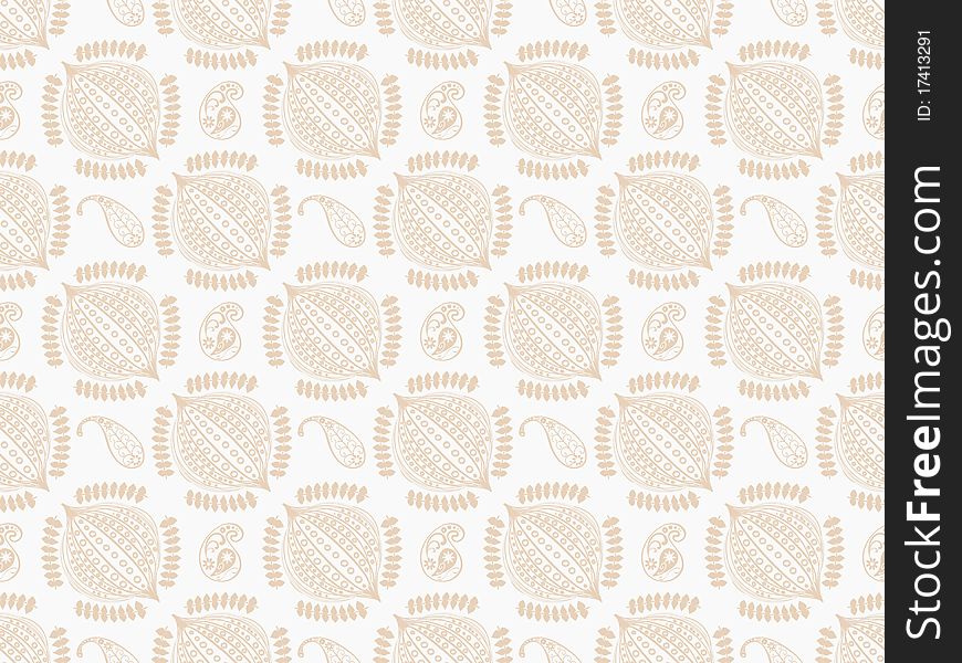 Brown damask seamless wallpaper pattern with paisley