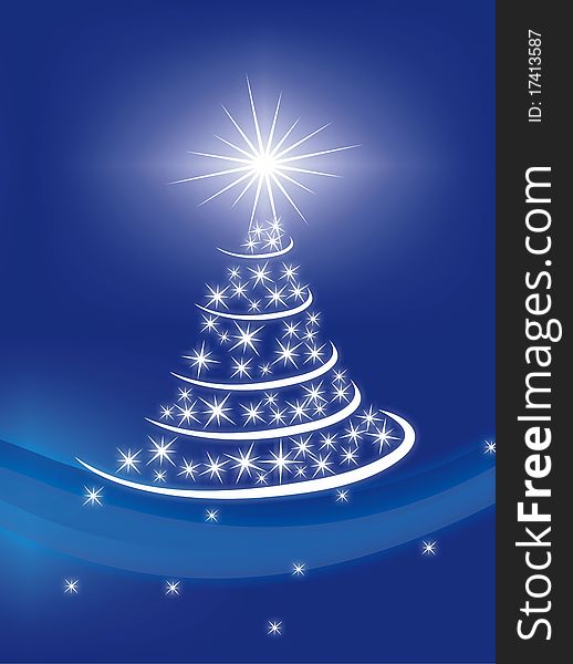 Christmas tree on a blue background